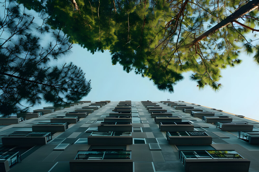 imagen de un edificio con árboles