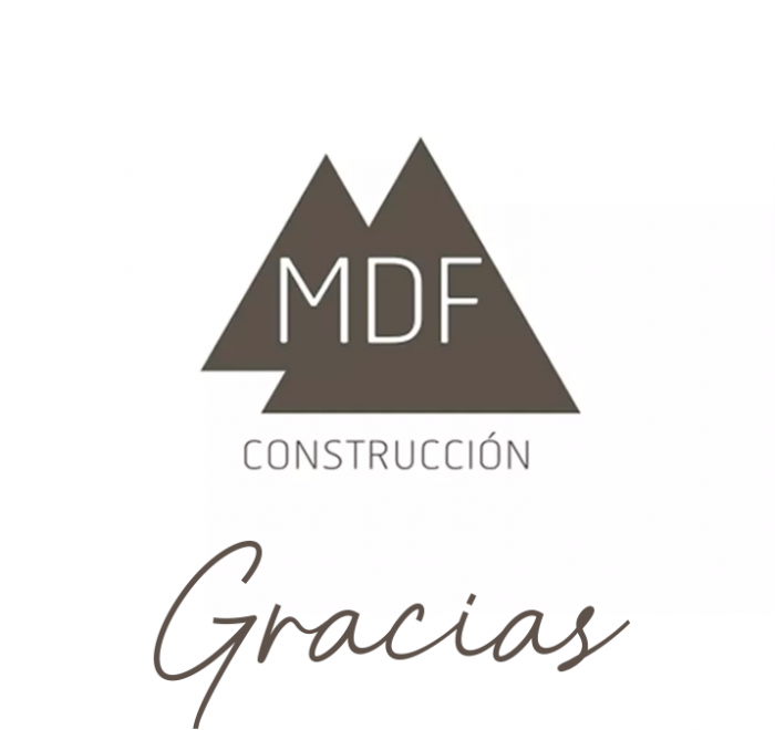 logotipo de mdf construccion con un agradecimiento