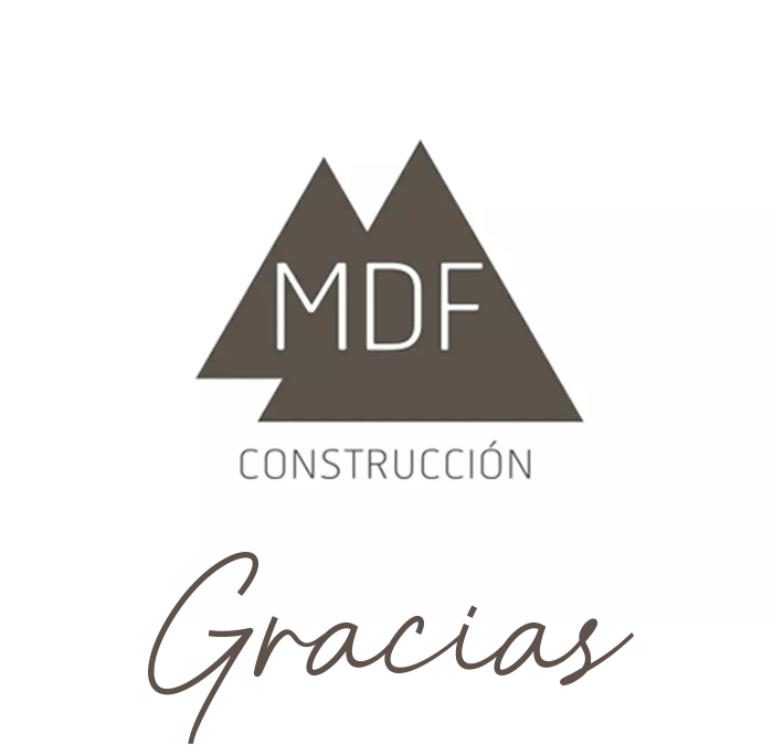 logotipo de mdf construccion con un agradecimiento